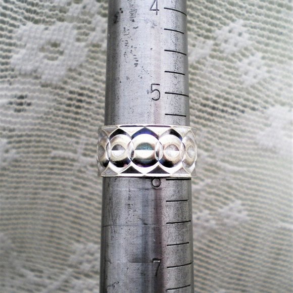 Vintage Designer Solid 9CT 9K White Gold Wide Wedding RING BAND size 5.5-5.75 - Picture 8 of 8